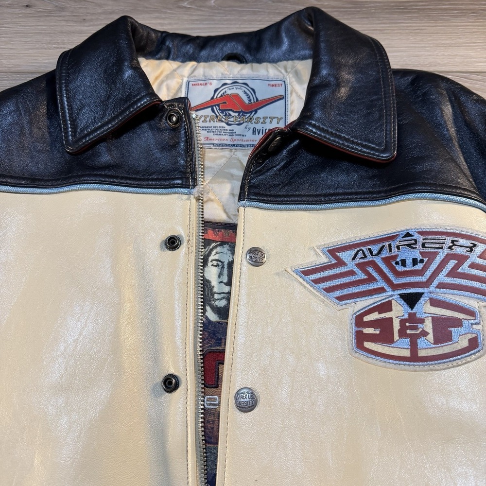 VTG Avirex Snuk & Fox Bomber Jacket Genuine Leather American Flight Jacket Men L - Picture 7 of 12